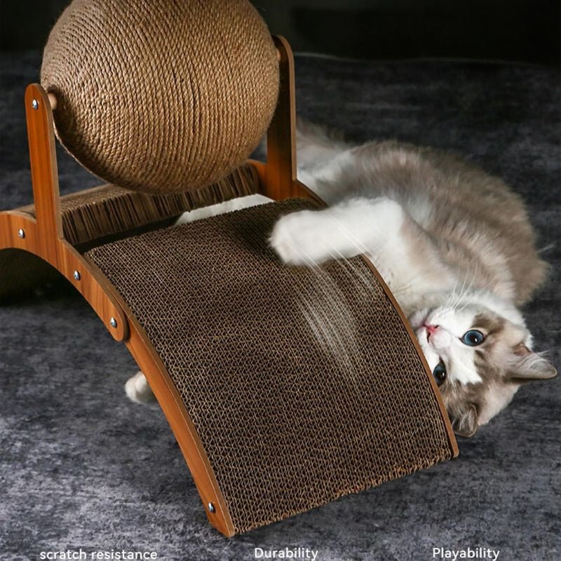 Macskakaparó Oszlop Rögzített Játéklabdával – Strapabíró Kaparófelület Kis - és Közepes Testű Macskáknak - BShopy