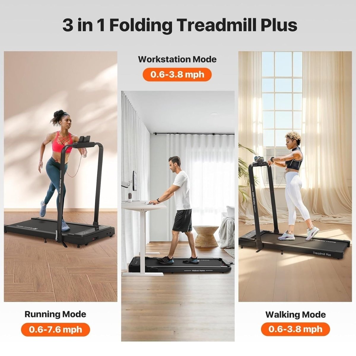 Mobvoi Home T4225 2 az 1-ben Összecsukható Sétáló- és Futópad (12 km/h) – Bluetooth Hangszóróval, AI Edzéstámogatással és Manuális Dőlésszöggel-BShopy