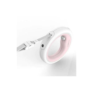 Moestar 2 Plus Visszahúzható Kutyapóráz - 3 m, LED Lámpával, Rózsaszín - Fehér, Ergonomikus Markolat - BShopy