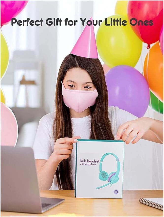 MPOW Gyerek Headset - Zöld - Lila Színű, Mikrofonos és Kényelmes Fejhallgató - BShopy