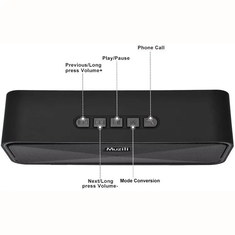 Muzili Vezeték Nélküli Bluetooth Hangszóró - Fekete - BShopy