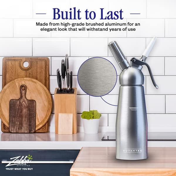 Nuvantee Professzionális Habszifon 500 ml – Alumínium Tejszínhab Adagoló 3 Díszítő Fejjel, N2O Patronhoz - BShopy