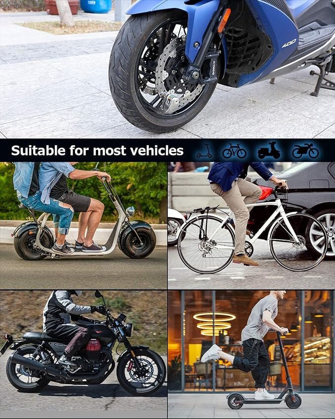 Oasser Motorkerékpár Tárcsafékzár - 120 dB Riasztóval, Biztonsági Zár Motorhoz - BShopy