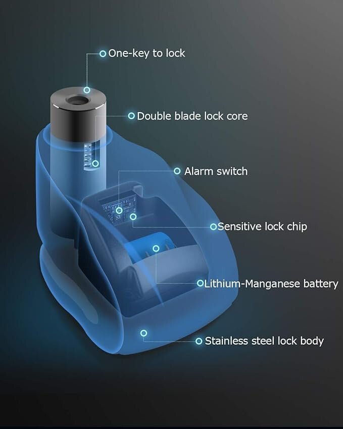 Oasser Motorkerékpár Tárcsafékzár - 120 dB Riasztóval, Biztonsági Zár Motorhoz - BShopy