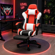 OFCASA Ergonomická herní židle oranžovo-bílá s podnožkou