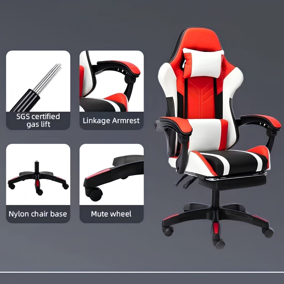 OFCASA Ergonomikus Gamer Szék Narancssárga-Fehér, Lábtartóval-BShopy