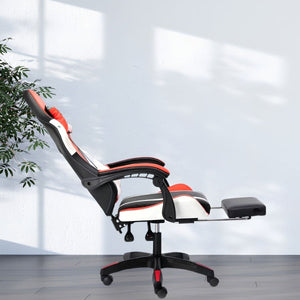 OFCASA Ergonomikus Gamer Szék Narancssárga-Fehér, Lábtartóval-BShopy