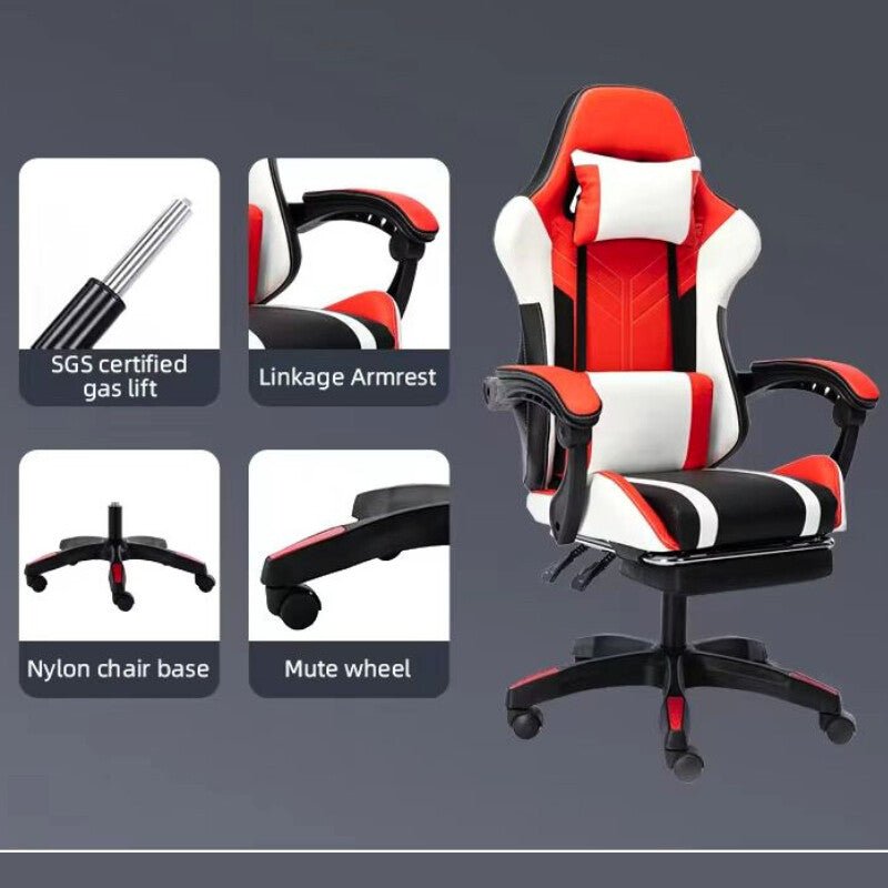 OFCASA Ergonomikus Gamer Szék Narancssárga - Fehér, Lábtartóval - BShopy