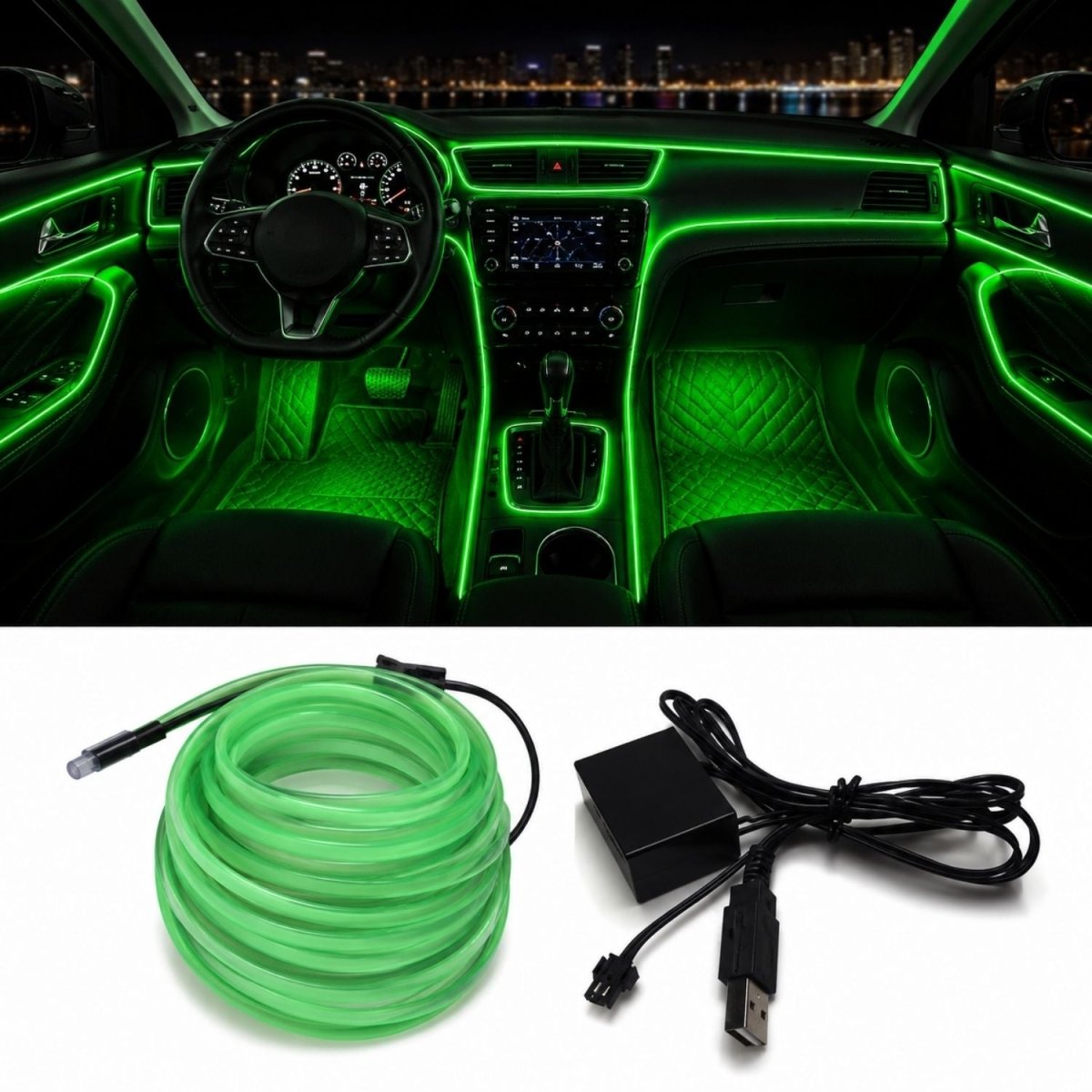 OneLED Autós LED Szál, Vágható LED Fény, USB Töltésű 2m-BShopy