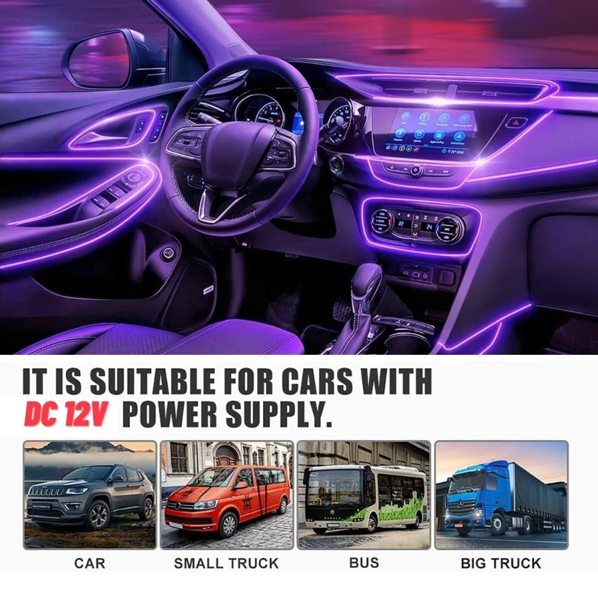OneLED Autós LED szál, vágható LED fény, USB töltővel-BShopy