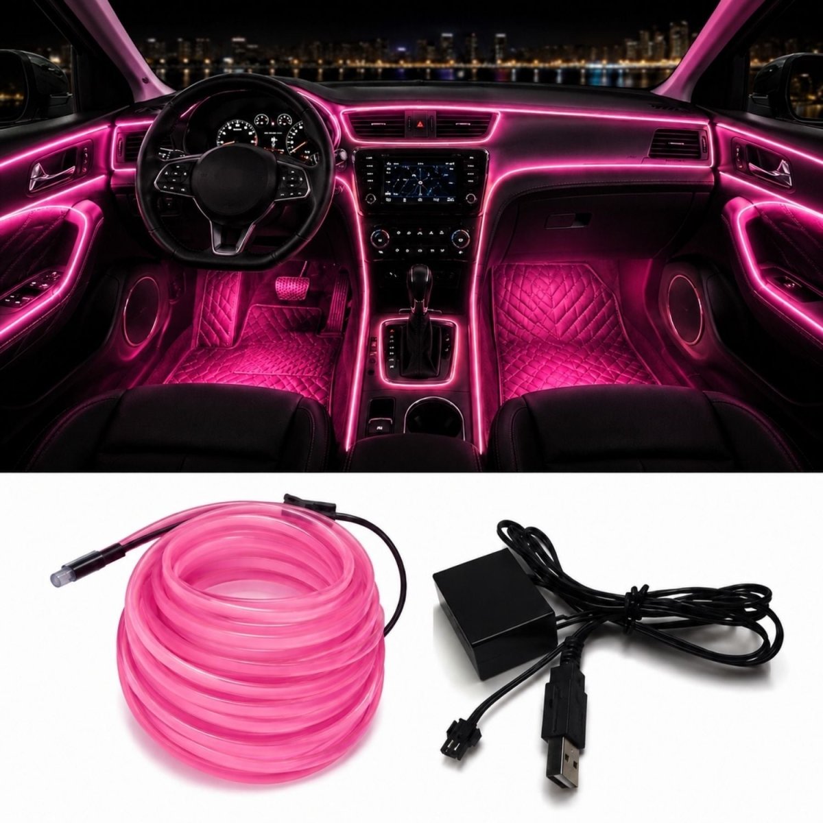 OneLED Autós LED szál, vágható LED fény, USB töltővel-BShopy