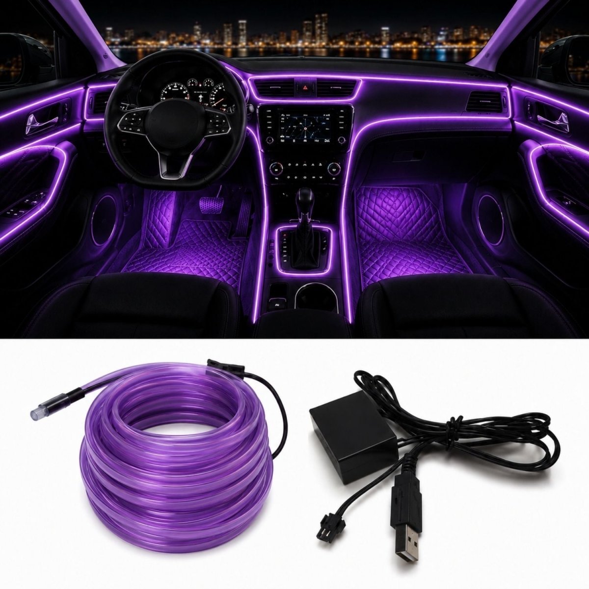 OneLED Autós LED szál, vágható LED fény, USB töltővel-BShopy