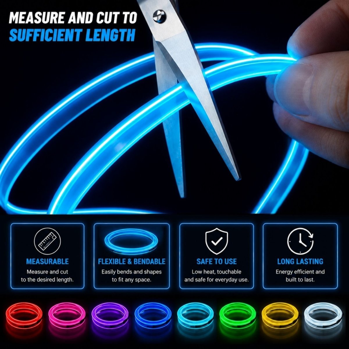 OneLED Autós LED szál, vágható LED fény, USB töltővel-BShopy