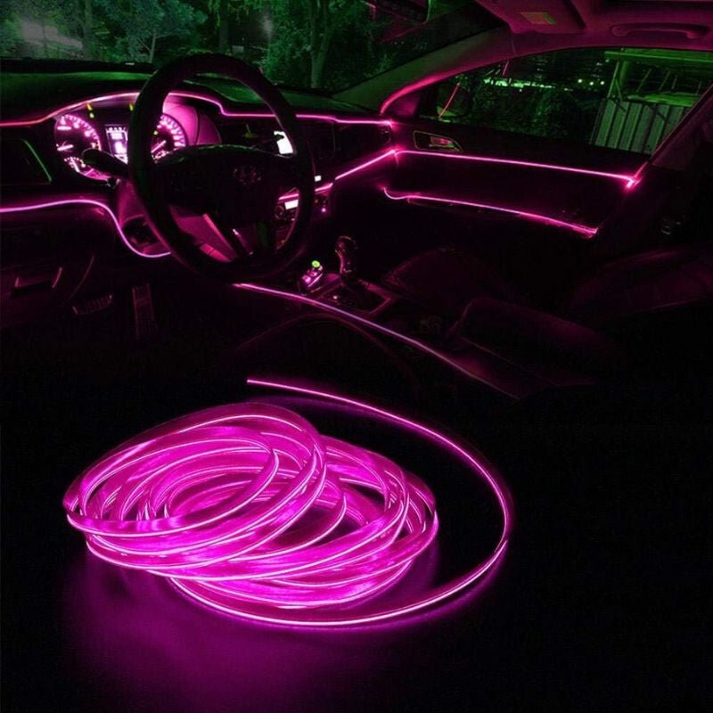 OneLED Autós LED szál, vágható LED fény, USB Töltővel 3m (Rózsaszín) - BShopy