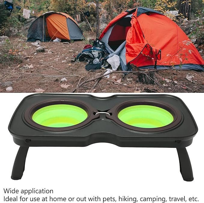 Összecsukható Hordozható Dupla Utazó Kisállat Etető Tál S (Fekete és Zöld) - BShopyG5572 - POA9507653_2