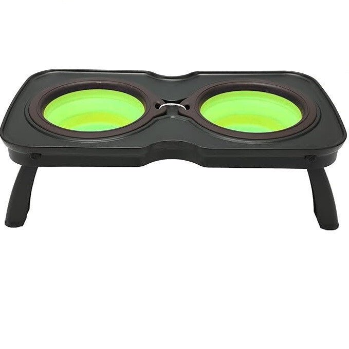 Összecsukható Hordozható Dupla Utazó Kisállat Etető Tál S (Fekete és Zöld) - BShopyG5572 - POA9507653_0