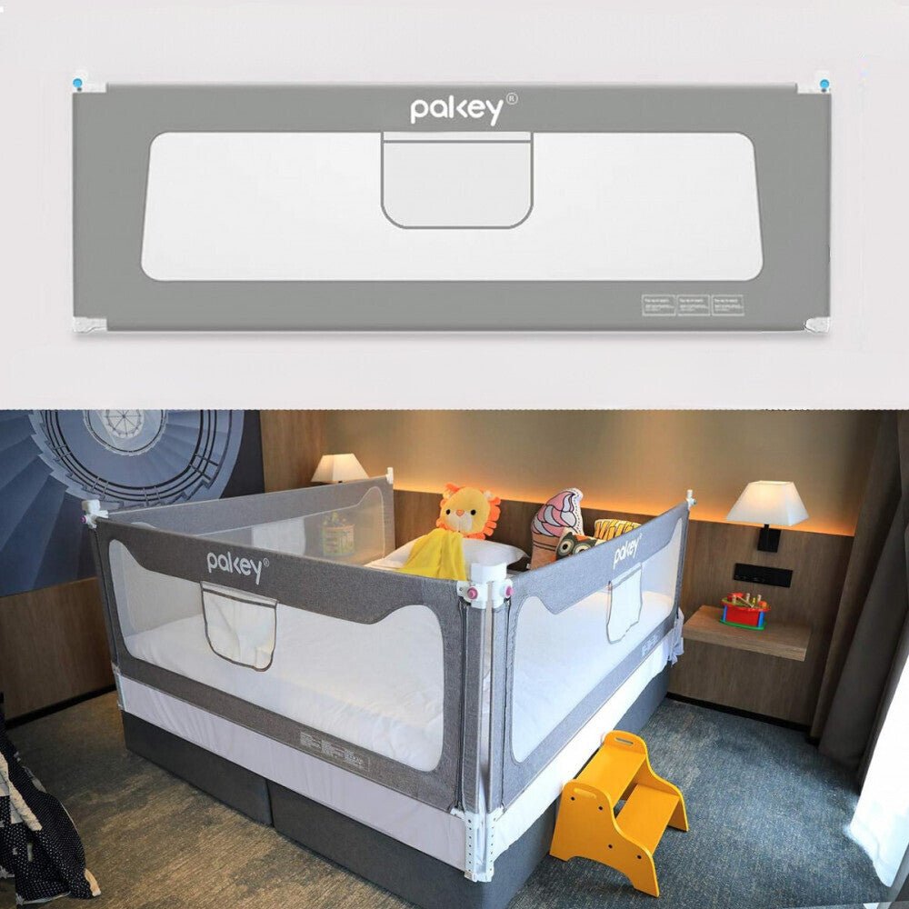 Pakey Leesésgátló Kisgyermekeknek - 200x70 cm, Ágyra Szerelhető Biztonsági Rács - BShopy