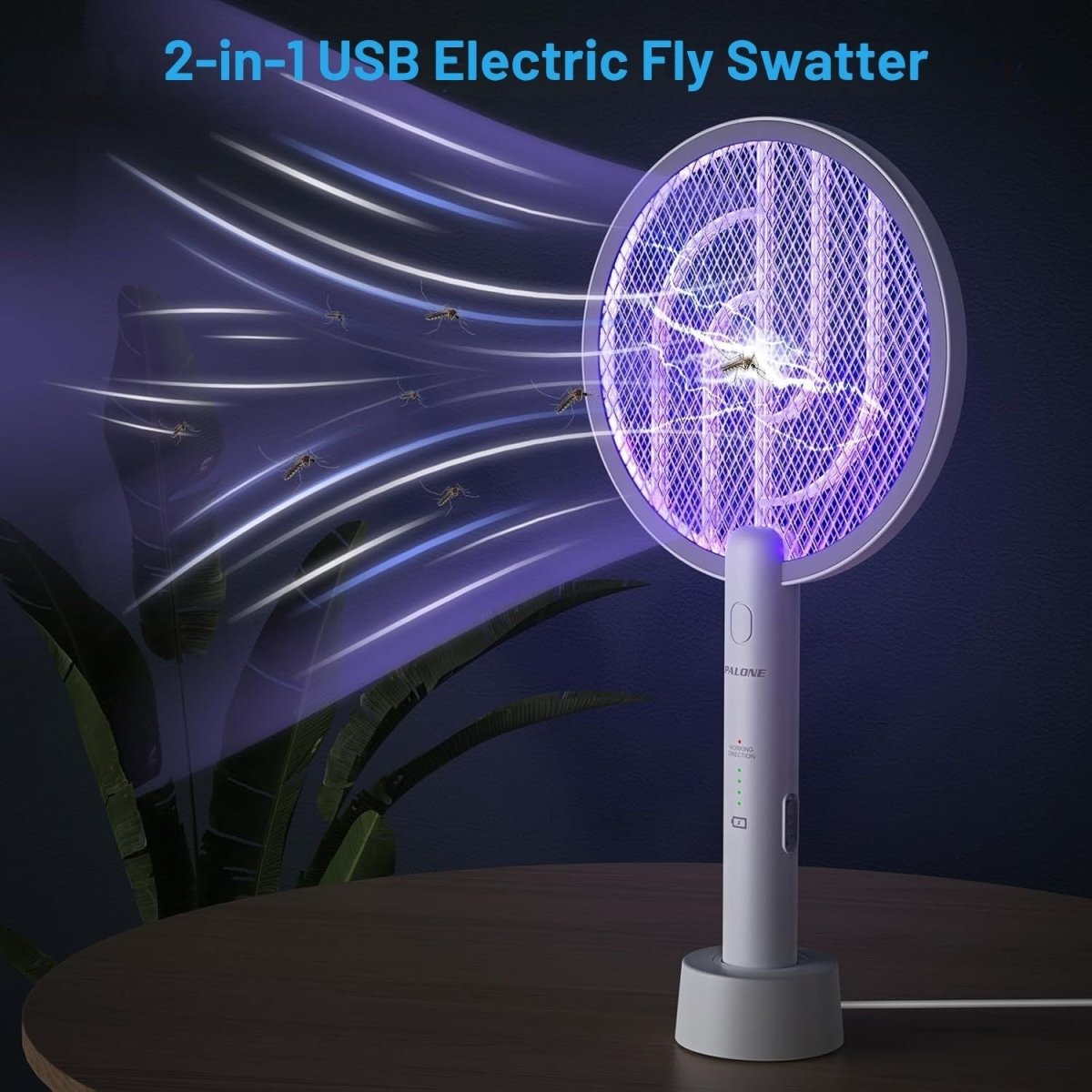 PALONE Elektromos Szúnyog- és Légycsapó – 2 db, USB-C Tölthető UV Rovarcsapó, 3000 V, 1200 mAh-BShopy