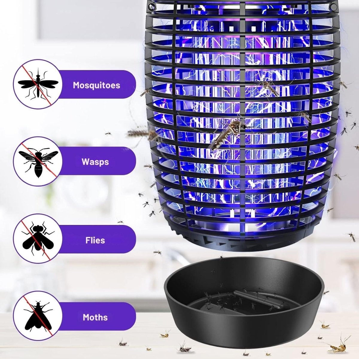PALONE LT806 Elektromos Rovarcsapda UV Fénnyel - Szúnyogirtó Lámpa, 20W, 4500V, IPX4, 100 m²-BShopy