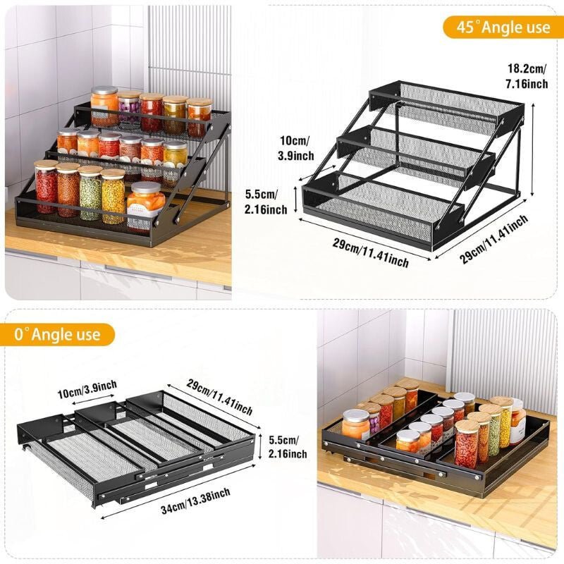 PKBD 3 Szintes Összecsukható Fém Fűszertartó – Helytakarékos Konyhai Tároló Polc - BShopyB0D1XZQ1VV_1