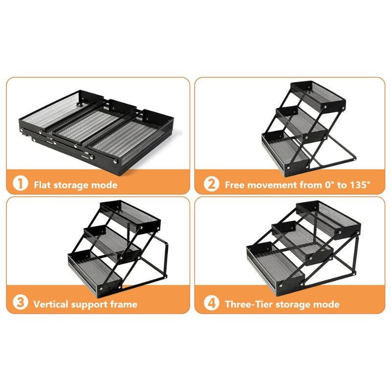 PKBD 3 Szintes Összecsukható Fém Fűszertartó – Helytakarékos Konyhai Tároló Polc - BShopyB0D1XZQ1VV_9