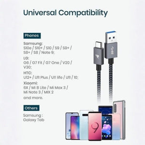Rampow USB - C Fonott Adatkábel 2m Szürke - Gyorstöltés és Adatátvitel - BShopy