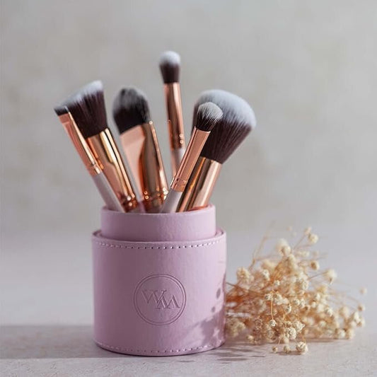 Rózsaszín Sminkecset Készlet Tartóval – 15 db - os - BShopy