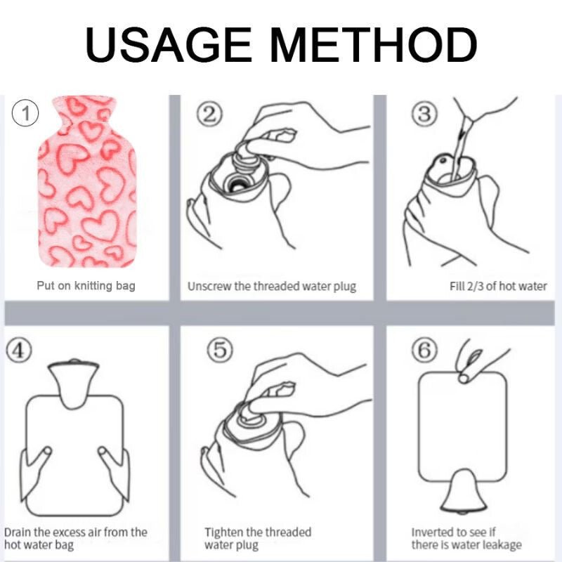 Rózsaszín Vizes Melegítő Palack Szív Mintával - Puha Huzattal, Kényelmes Melegítés - BShopyX001FIW1OR_5