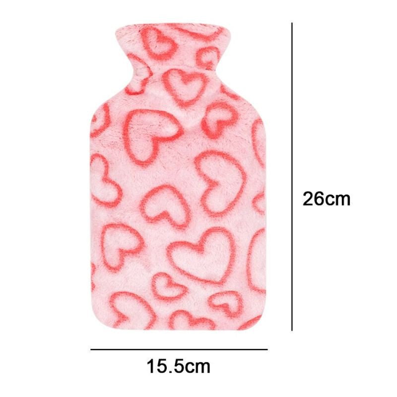Rózsaszín Vizes Melegítő Palack Szív Mintával - Puha Huzattal, Kényelmes Melegítés - BShopyX001FIW1OR_3