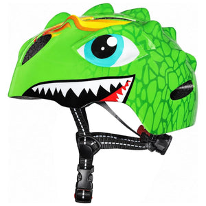 Zelená dětská helma na kolo s dinosaurem