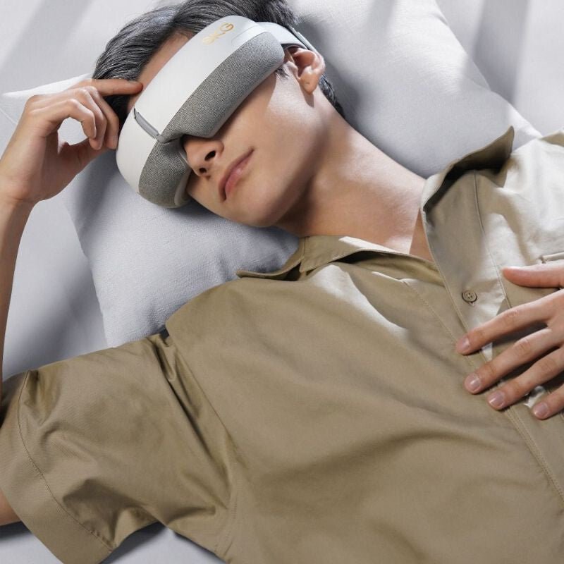 SKG E3 - EN Fehér Okos Szemmasszírozó – Bluetooth Zene, Melegítő és Légnyomásos Masszázs - BShopy6944527436833_2