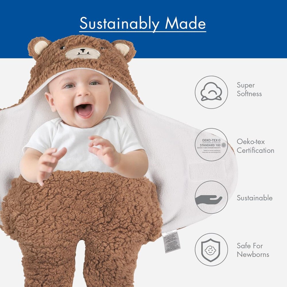 Soarwg Kids Babapólya 0 - 6 Hónapos Babáknak - Barna és Fehér, Puha, Meleg Pólya Újszülötteknek - BShopy