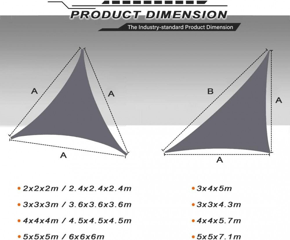 SunnestLife 6x6x6 m Háromszög Alakú Napvitorla - Vízálló, UV‑Álló , Szürke - BShopy