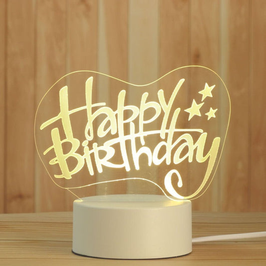 Születésnapi dekoráció LED lámpa - DreamLED Happy Birthday 3D fény - BShopy