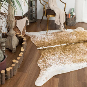 Taleta Rusztikus Műbőr Szőnyeg – Marhabőr Mintás Nagyméretű Szobai Szőnyeg (155x190 cm) - BShopy