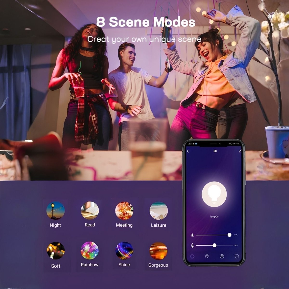 Teckin SB50 RGB Wi-Fi Okos LED Izzó – 7,5 W, 800 lm, Smart Life-BShopy