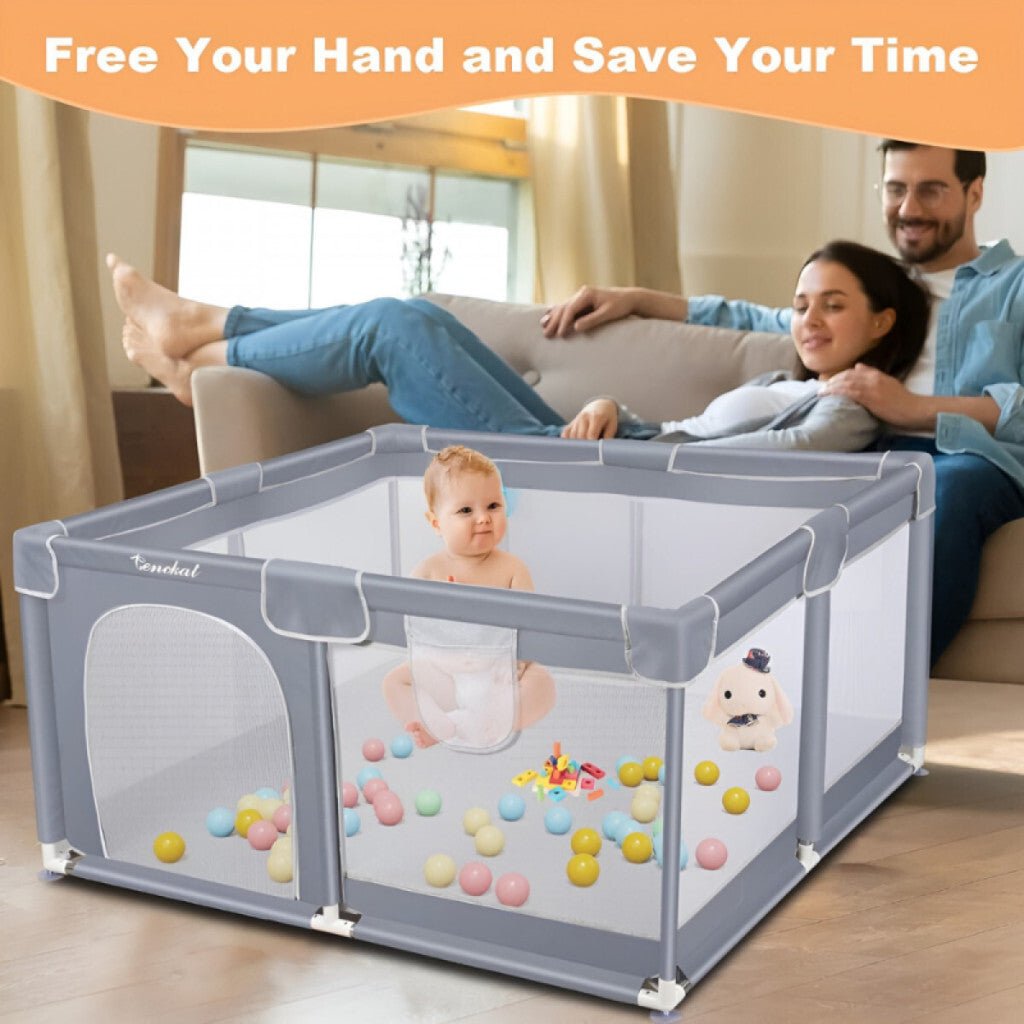 Tenckat Hordozható Babajátszókeret – Kisállatos Matraccal, 130×130×68 cm - BShopyX001QDF8KZ_4