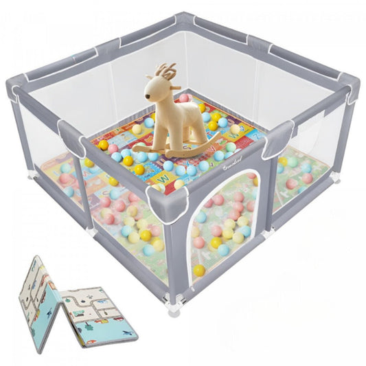 Tenckat Hordozható Babajátszókeret – Kisállatos Matraccal, 130×130×68 cm - BShopy