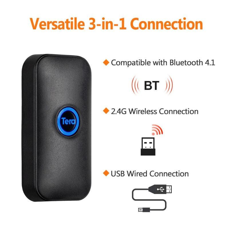 Tera 5200C Lézeres 1D Hordozható Vonalkódolvasó - Bluetooth, Vezeték Nélküli és USB Kapcsolattal - BShopy