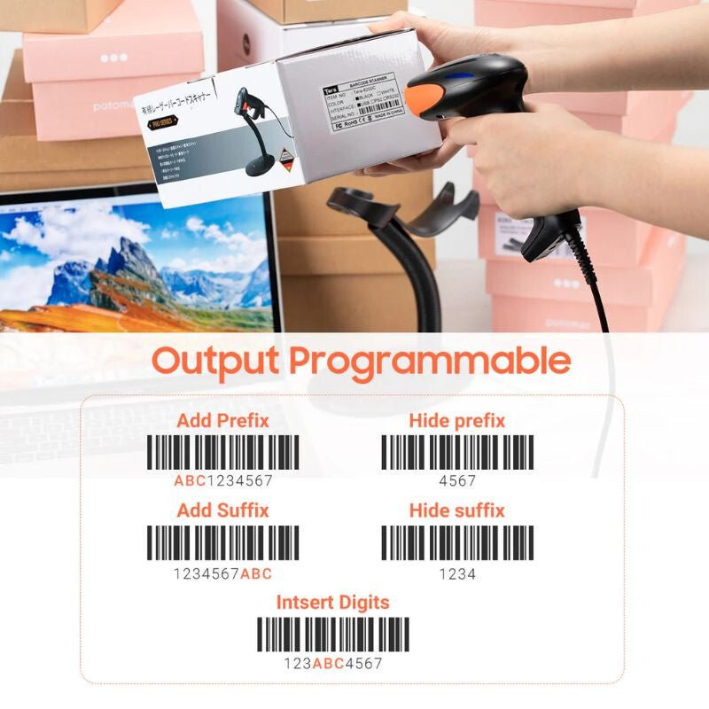 Tera 6900 1D Lézeres USB Vonalkódolvasó Intelligens Állvánnyal – Gyors és Precíz Szkennelés - BShopyTERA1D6900_6