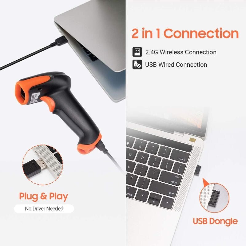 Tera 8200 Vezeték Nélküli 1D Vonalkódolvasó Állvánnyal – 2.4G és USB Csatlakozás, 2500 Pixel Felbontás, Gyors és Precíz Szkennelés - BShopy