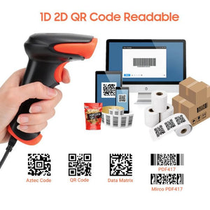 Tera HW0002 - O Profeszionális Vezeték Nélküli 1D/2D Vonalkódolvasó USB kábellel - Narancssárga - BShopy