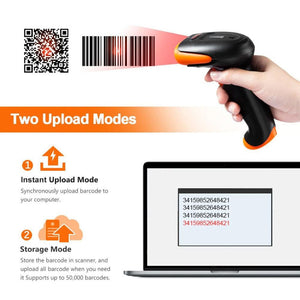 Tera vezeték nélküli 1D/2D QR - és vonalkód olvasó állvánnyal (narancs) - BShopy