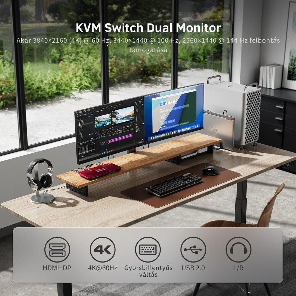 TESmart Dual Monitor KVM Switch – 4x2 (2 PC / 2 Monitor) UHD 4K@60Hz, EDID - BShopy