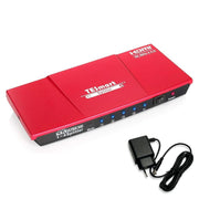 TESmart UHD HDMI rozbočovač 1x4 – 4K@60Hz, HDR, 18 Gbps (korálově červený)