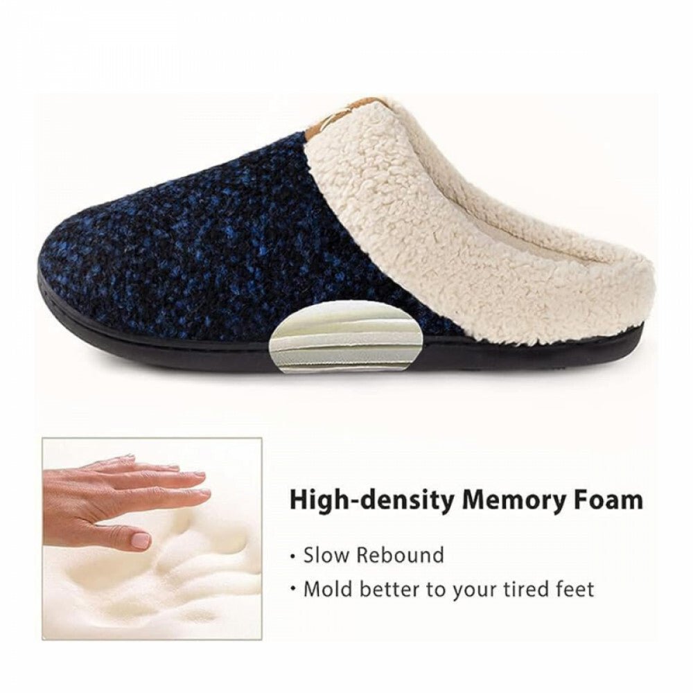 ULTRAIDEAS Memóriahabos Téli Mamusz – Fekete - Kék, 38–39 - es, Meleg Benti Papucs - BShopy