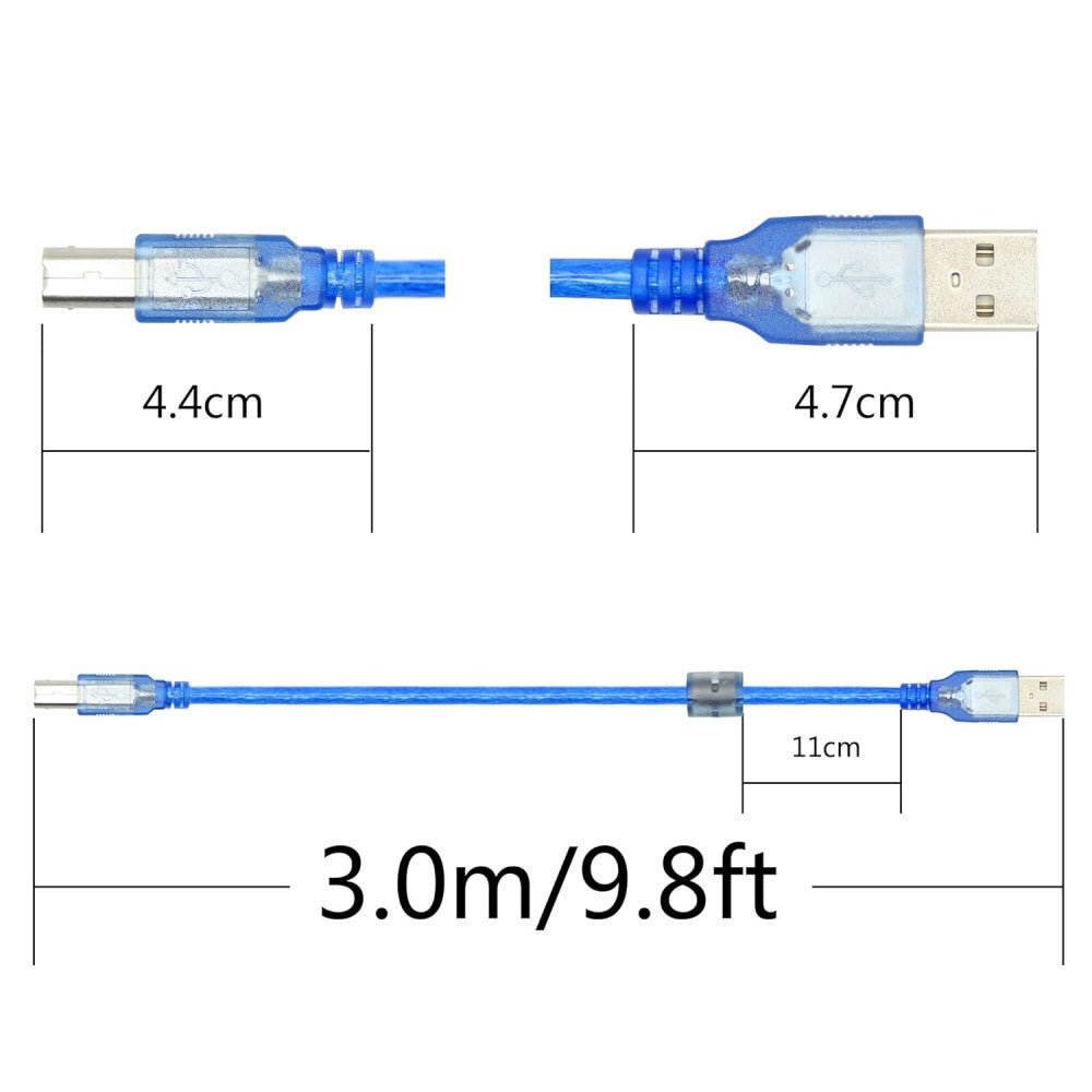 USB - B Nyomtatókábel 3m - USB 2.0, Nyomtató és Szkenner Csatlakozókábel - BShopy