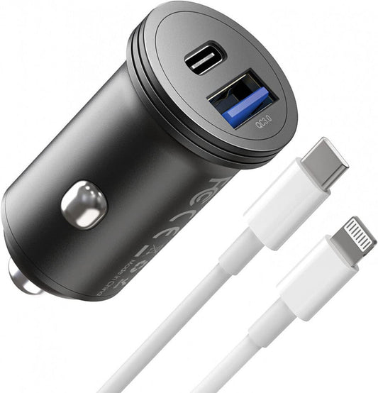 USB - C Autós Töltőadapter - 43W, 2 Portos Gyorstöltő Telefonhoz és Tablethez - BShopy
