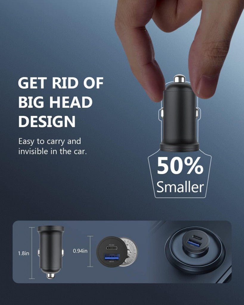 USB - C Autós Töltőadapter - 43W, 2 Portos Gyorstöltő Telefonhoz és Tablethez - BShopy