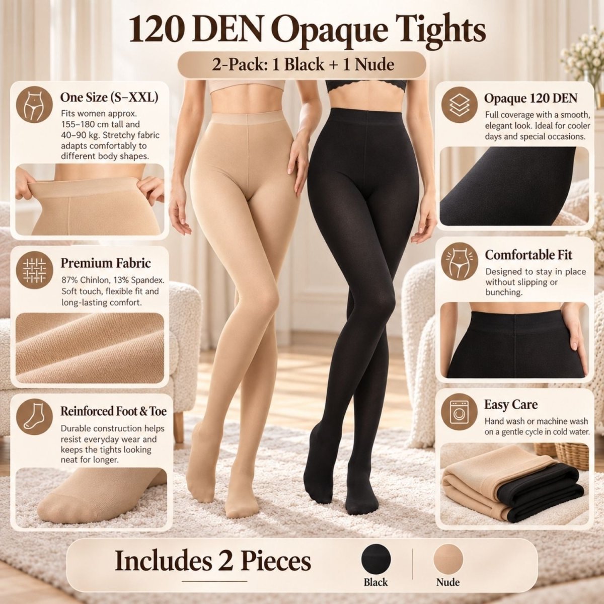 Dámské punčocháče Yulaixuan, 4 ks (černé a tělové)-BShopy